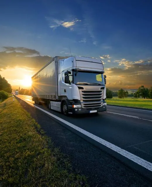 shipping trailer on road